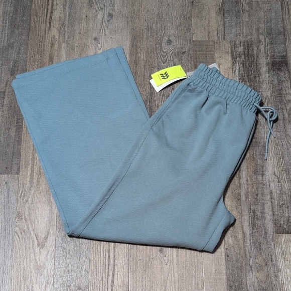 all in motion Pants - all in motion Pale Blue Ribbed Drawstring Wide Leg Pants